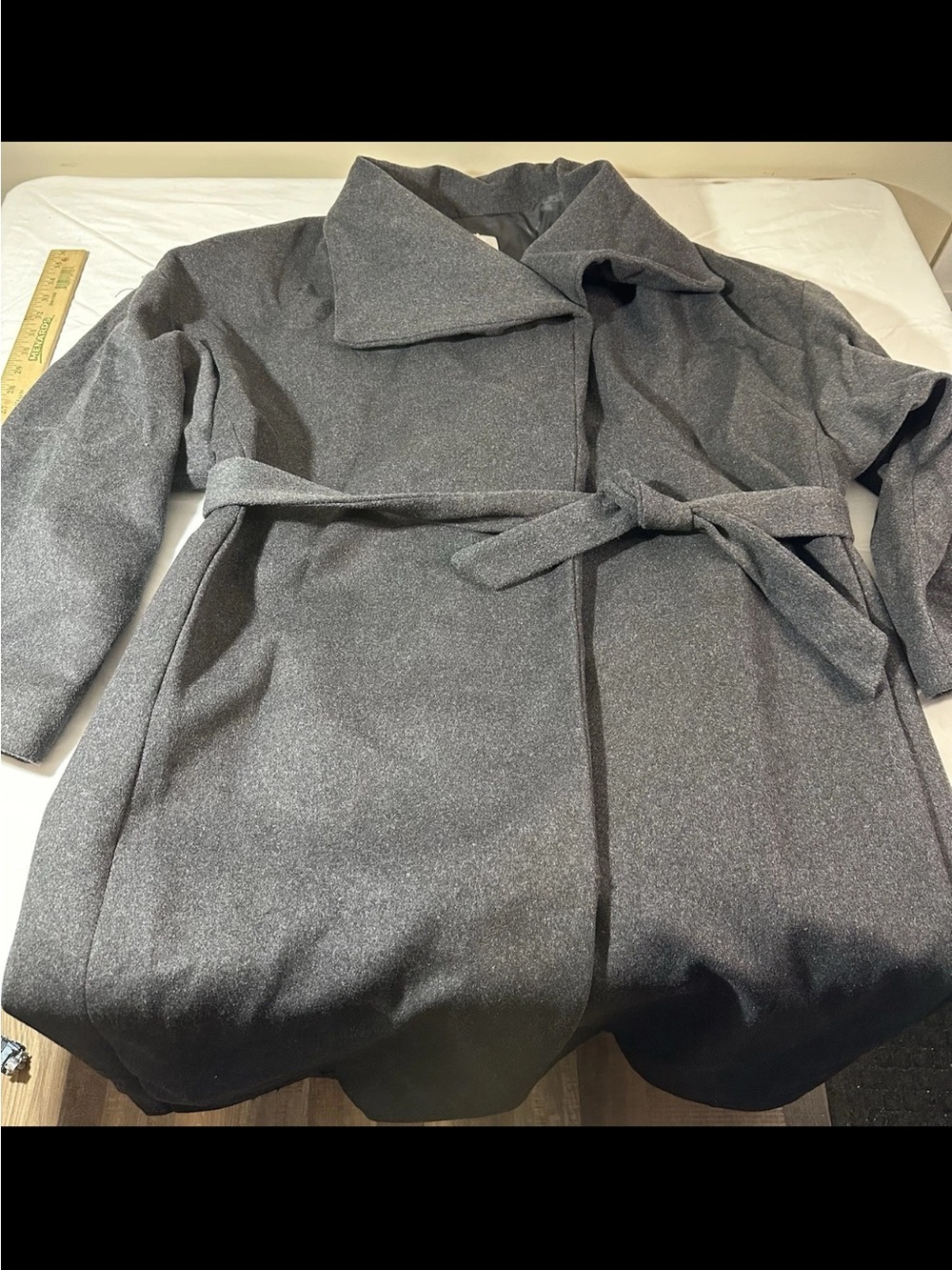 Mango Charcoal Wool Belted Trench Coat